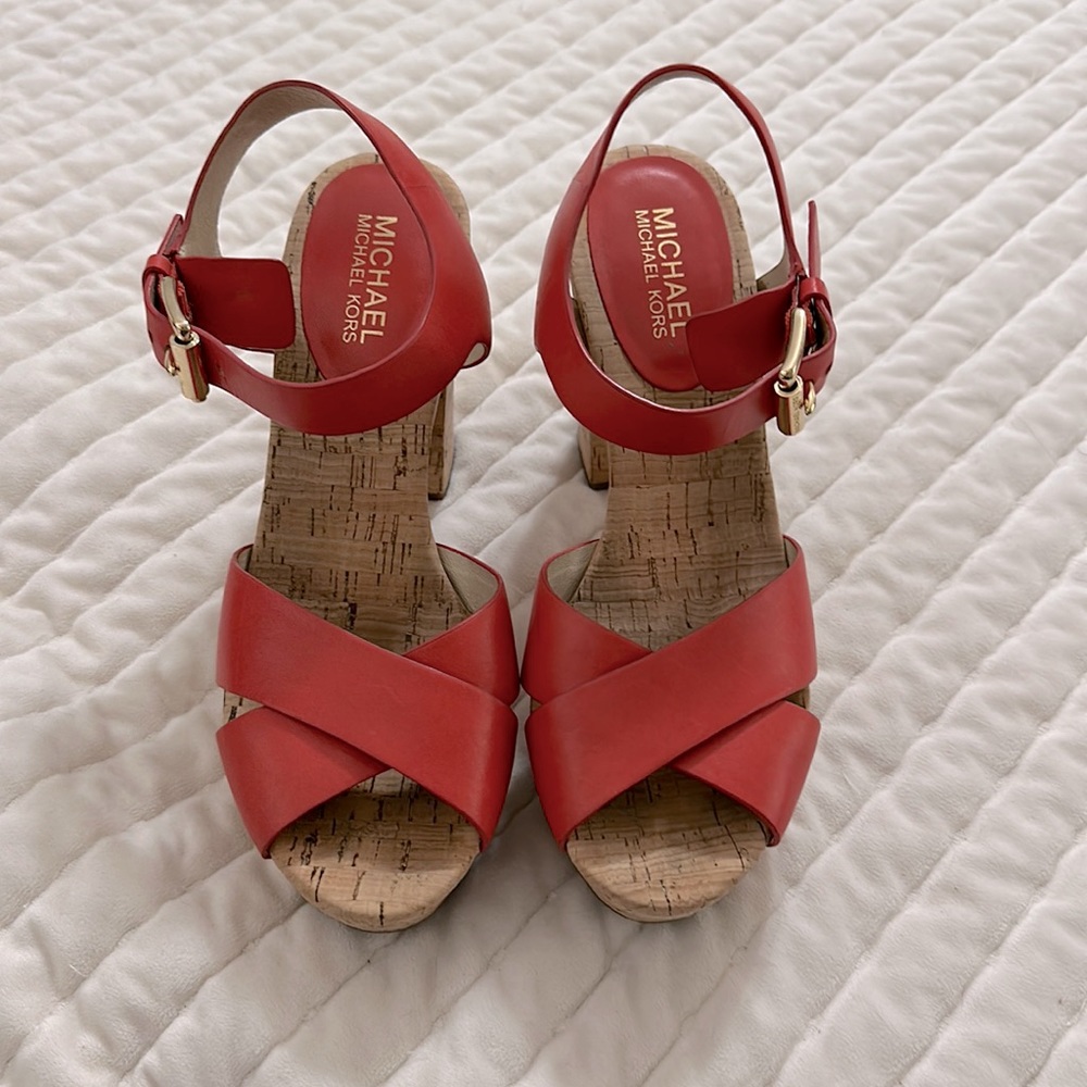 Michael Kors retro style cork platform sandals